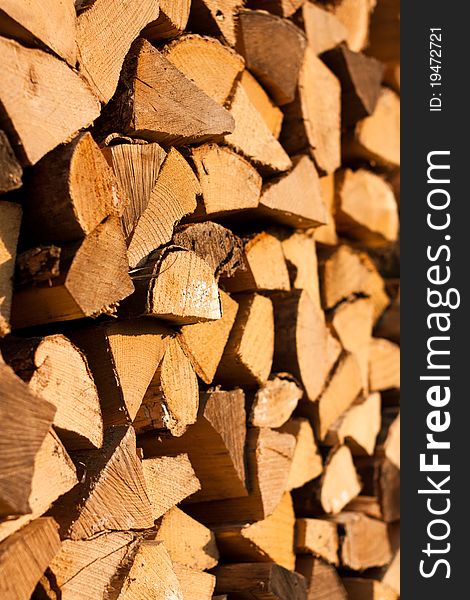 Stacks of firewood background texture