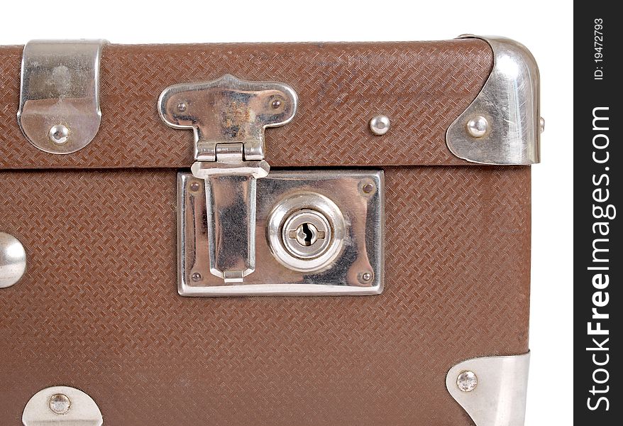 Color photo of an old suitcase on white background. Color photo of an old suitcase on white background