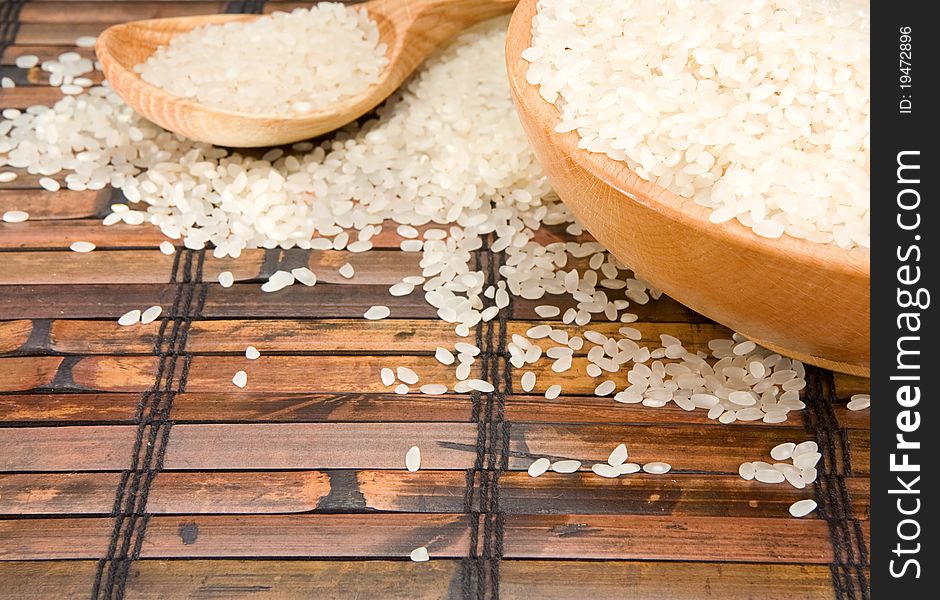 Rice and wood plate with spoon