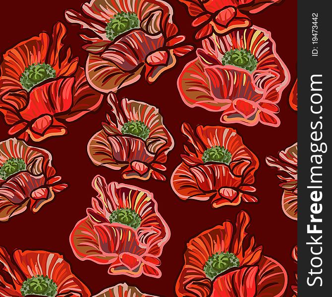 Brightvector revival wallpaper with red poppy