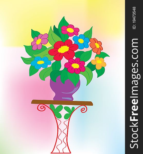 Background. A Bouquet With Colors In A Vase