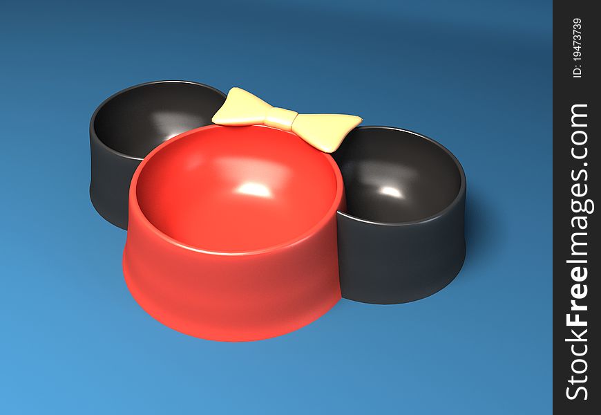 Animal food dish isolated on blue background. 3d render