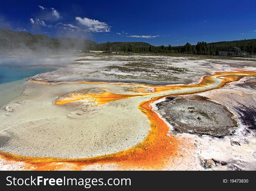 Biscuit Basin Spring Scenic Area in South Yellowstone National Park.