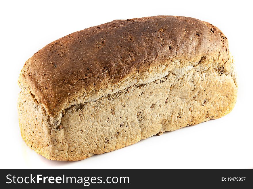 A granary loaf isolated on a white background.