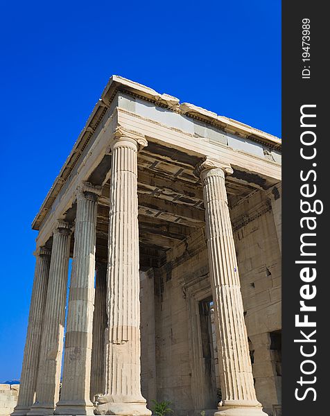 Erechtheum temple in Acropolis at Athens, Greece - travel background