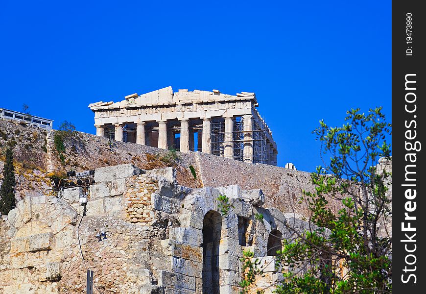 Parthenon temple in Acropolis at Athens, Greece - travel background