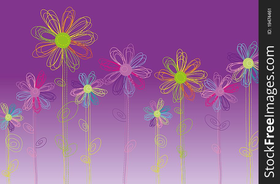 Greeting card showing colorful flowers. Greeting card showing colorful flowers