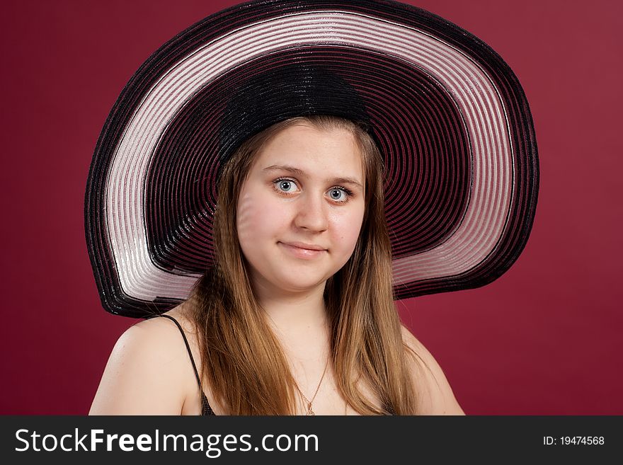 Portrait Of Girl In  Hat  Isolated
