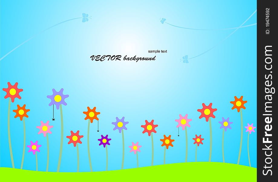 Vector illustration - abstract, modern background with flowers
