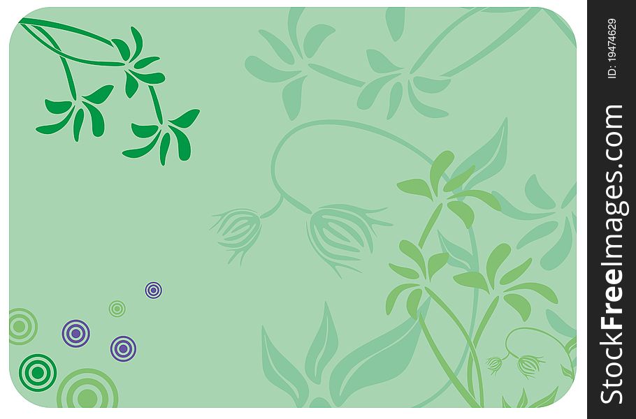 Decorative Floral Green Background. Vector