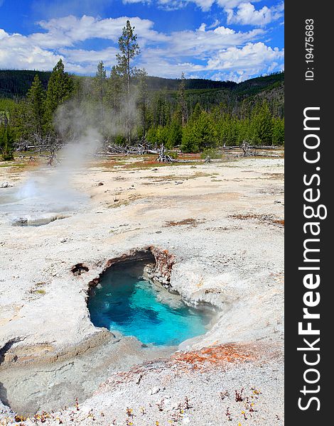 Little pool in Biscuit Basin Spring Scenic Area,South Yellowstone National Park.