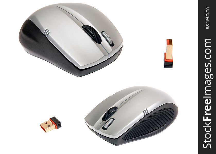 A wireless computer mouse isolated on white. A wireless computer mouse isolated on white