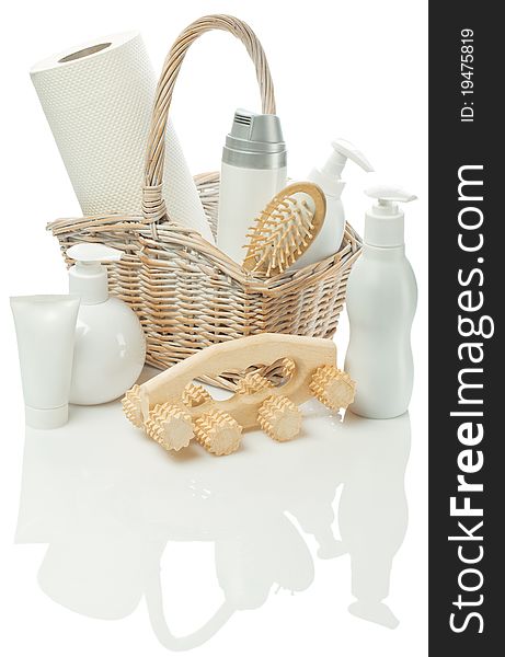 Cosmetical Set In Bast Basket