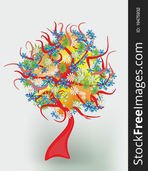 The floral illustration of fantastic tree. The floral illustration of fantastic tree.