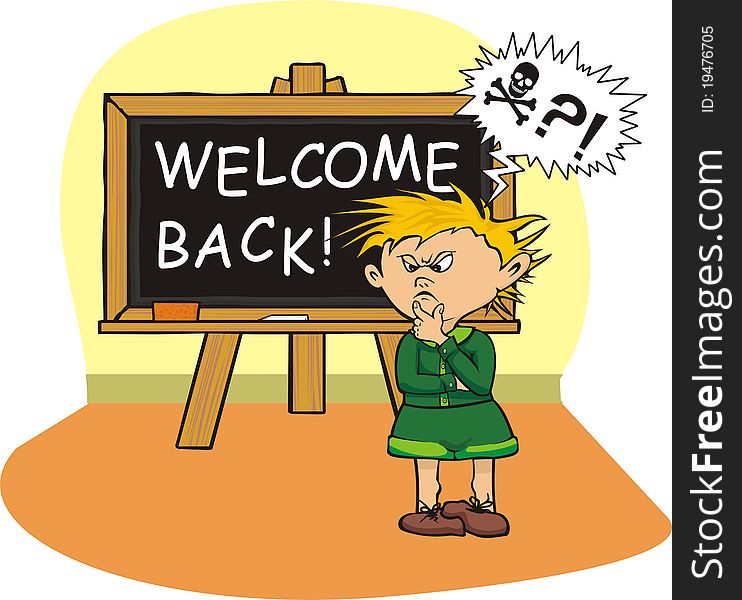 Welcome Back - Student At The Blackboard
