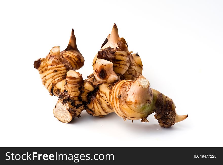 Galangal root isolated against a white background,phitsanulok