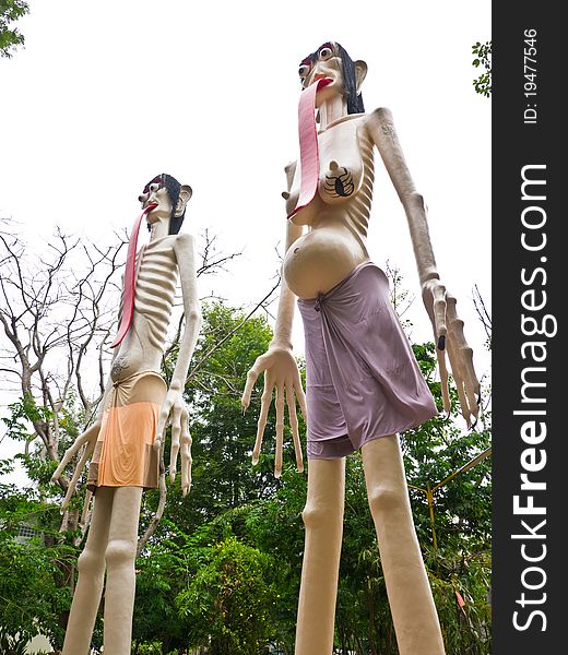 Demons from hell statue at Muang temple, Aungthong Thailand