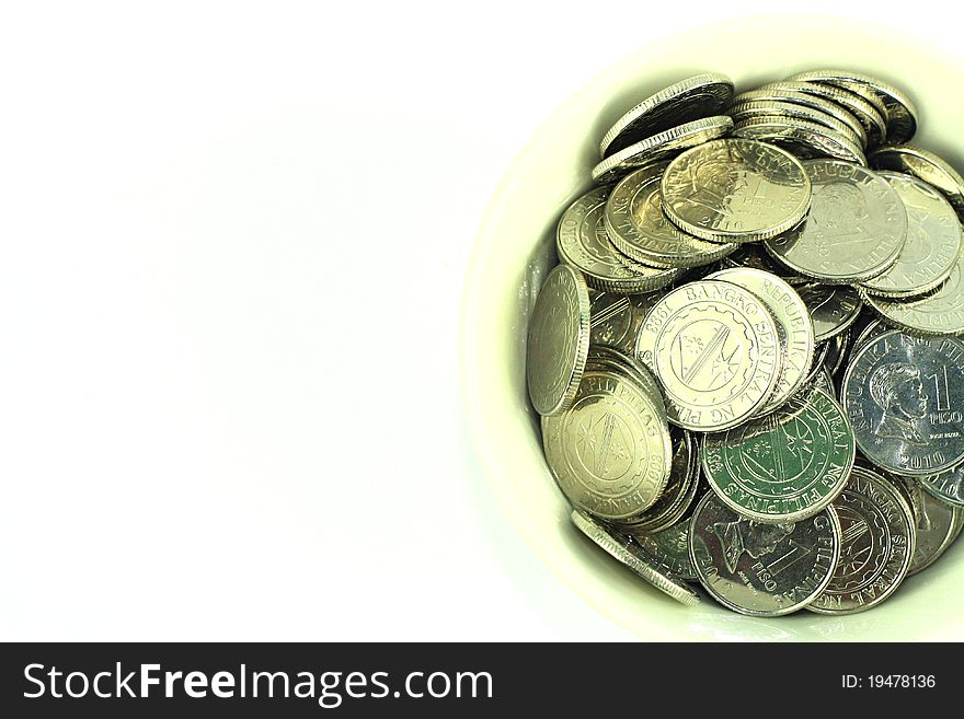 Silver Coins In A Bowl