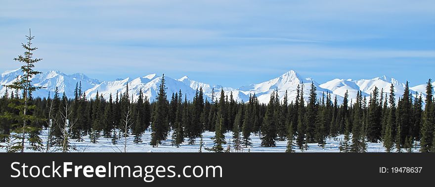 Alaska range in winter near Broad pass