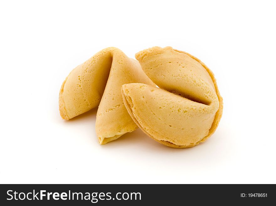 Two fortune cookies isolated on white. Two fortune cookies isolated on white