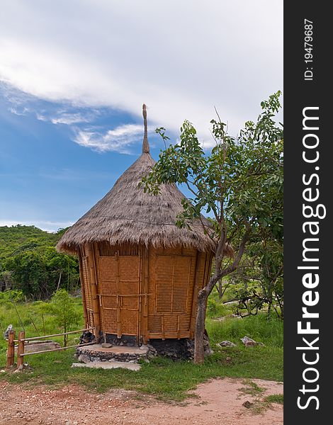 Thai style hut on the mountain with blue sky. Thai style hut on the mountain with blue sky