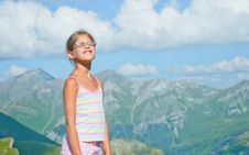 Girl Looking At The Mountains Stock Photos Girl Looking At The Mountains Stock Photos