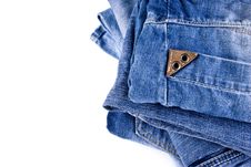 Stack Of Blue Denim Jeans Royalty Free Stock Image