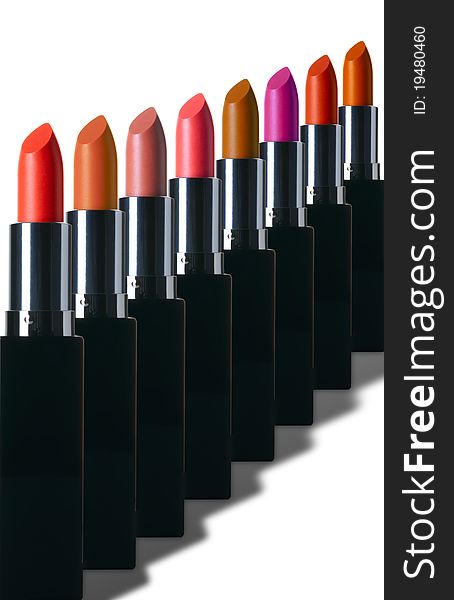 Lipsticks isolated on a white background