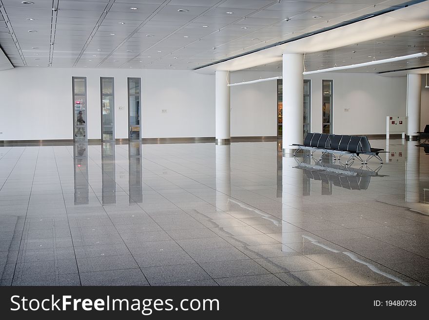 Modern and empty airport interior
