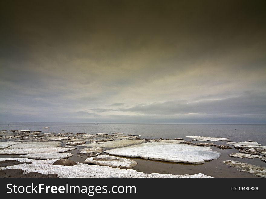 Ice floe in the sea.