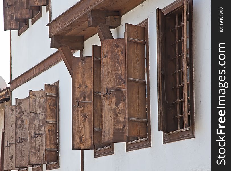 Wooden windows of old Historical Turkish houses