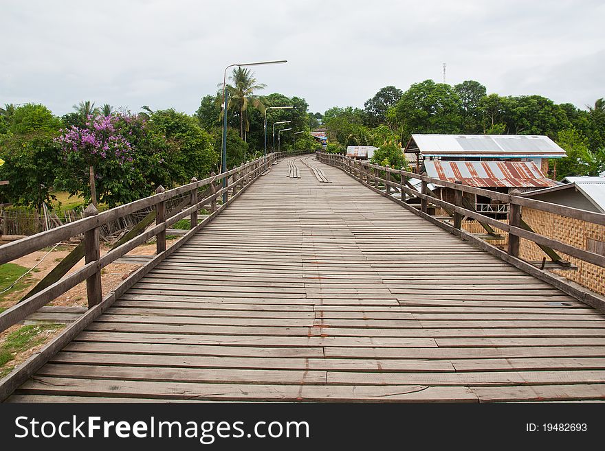Long wooden bridge