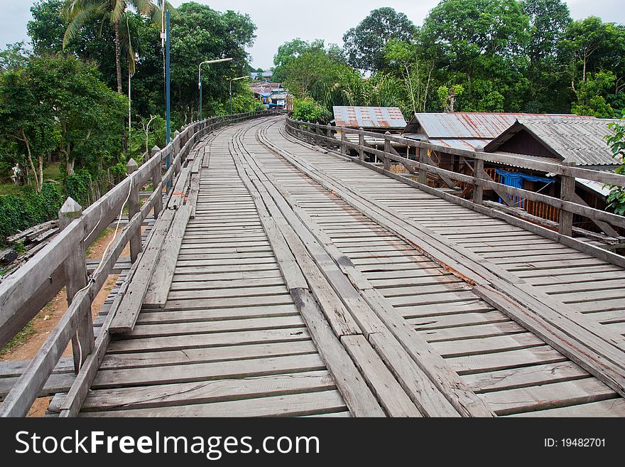 Long wooden bridge in Kanchanabury,Thailand
