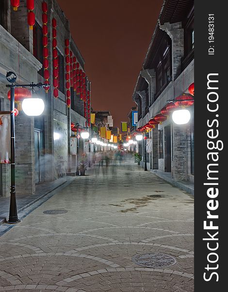Night view of the alley, Beijing,China