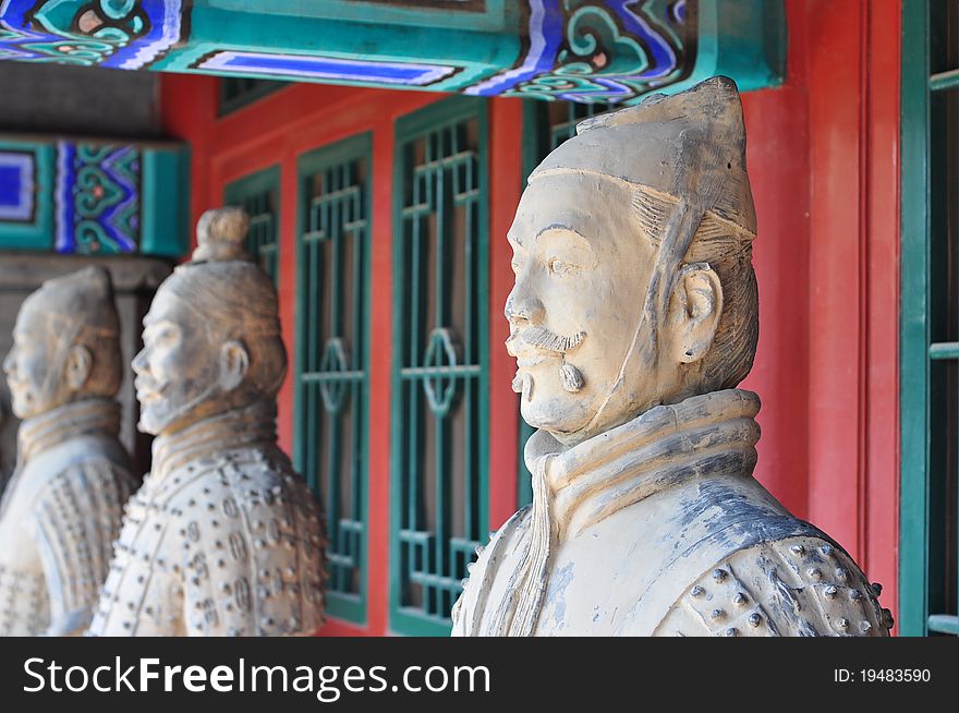 Close up picture of a terra cotta warrior statue. Close up picture of a terra cotta warrior statue