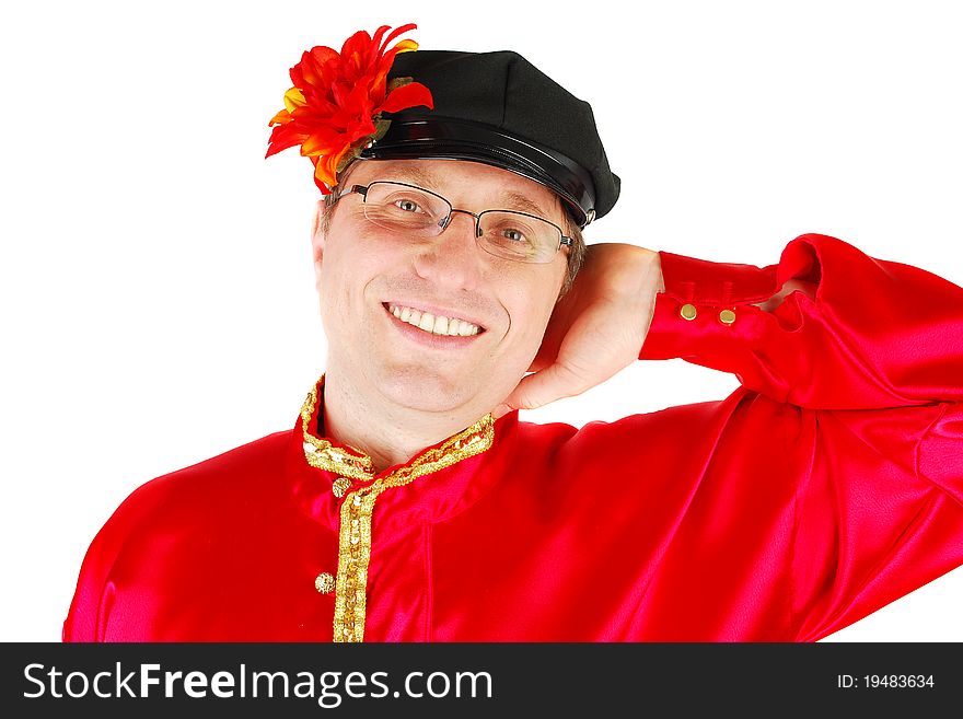 Russian cossack dancer man portreat closeup isolated on the white. Russian cossack dancer man portreat closeup isolated on the white.