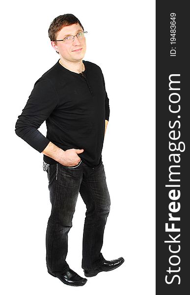 Full portrait of young happy man isolated on white. Full portrait of young happy man isolated on white