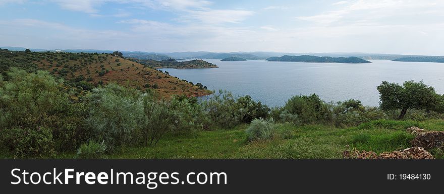 Lake among green Mediterranean hills. Lake among green Mediterranean hills
