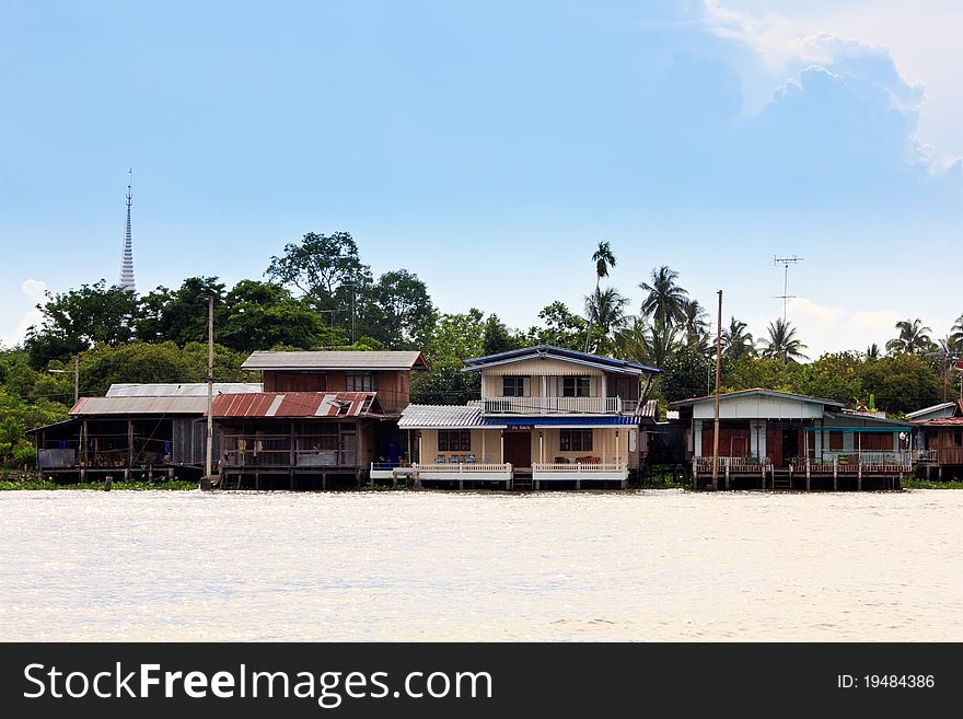 The ancient town on riverside present culture in thailand