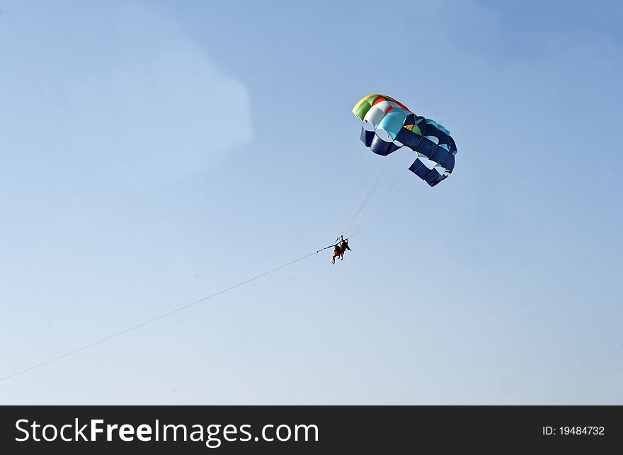 Man Woman Paragliding Blue Sky India