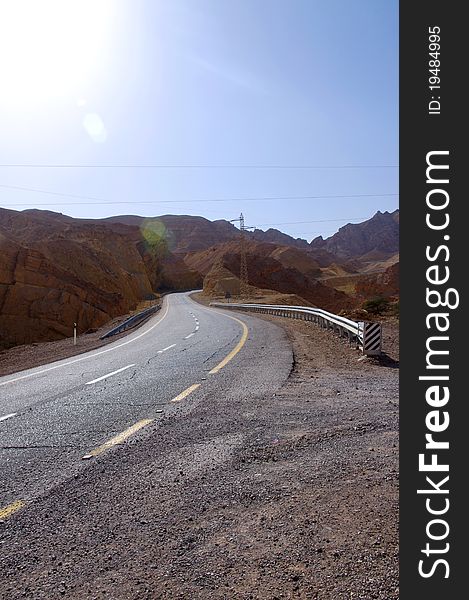 Mountain road in Israel in summer