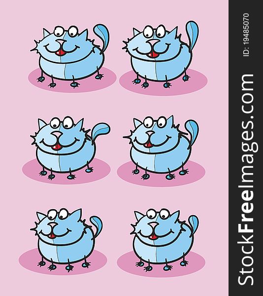 Cats against pink background; abstract vector art illustration