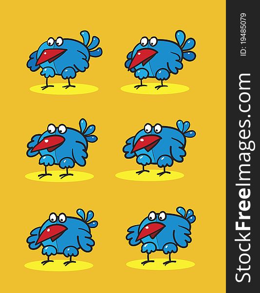 Chickens set, abstract vector art illustration