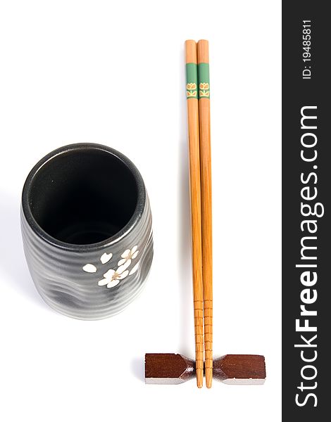 Chopsticks And Tea Bowl - Japanese Kitchen Utensil