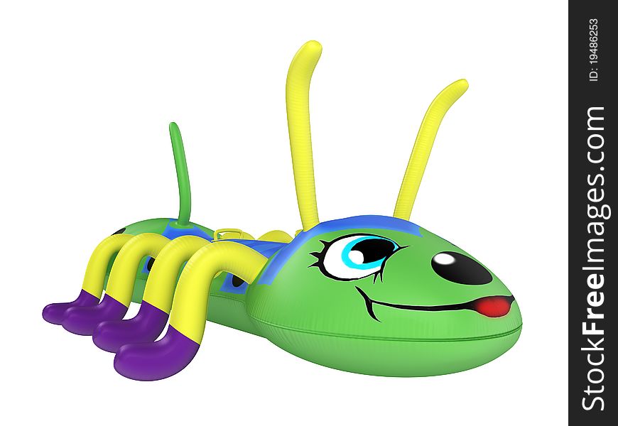 Rendered 3d isolated inflatable centipede toy on white background