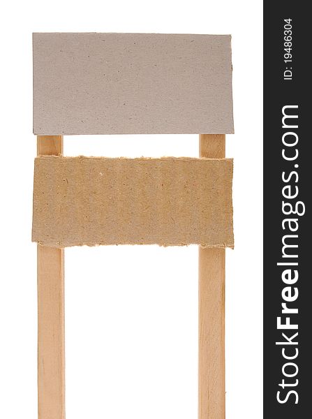 Cardboard sign isolated on a white background