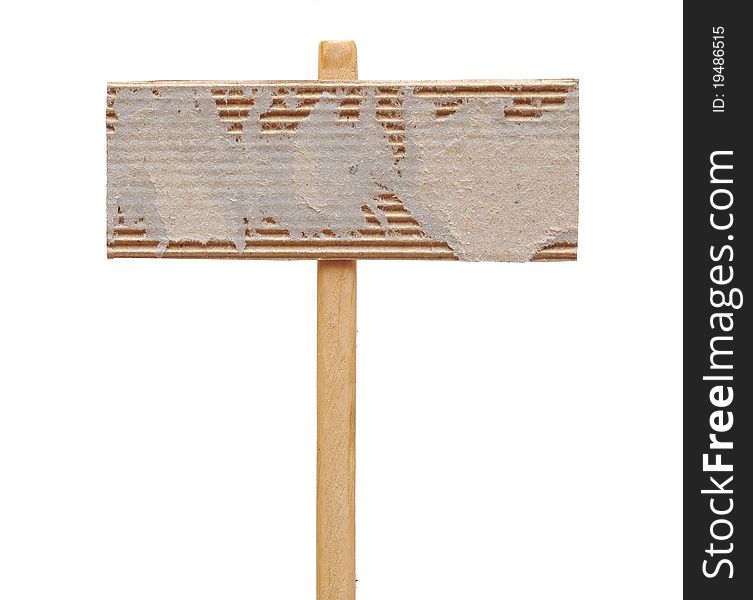 Cardboard sign isolated on a white background