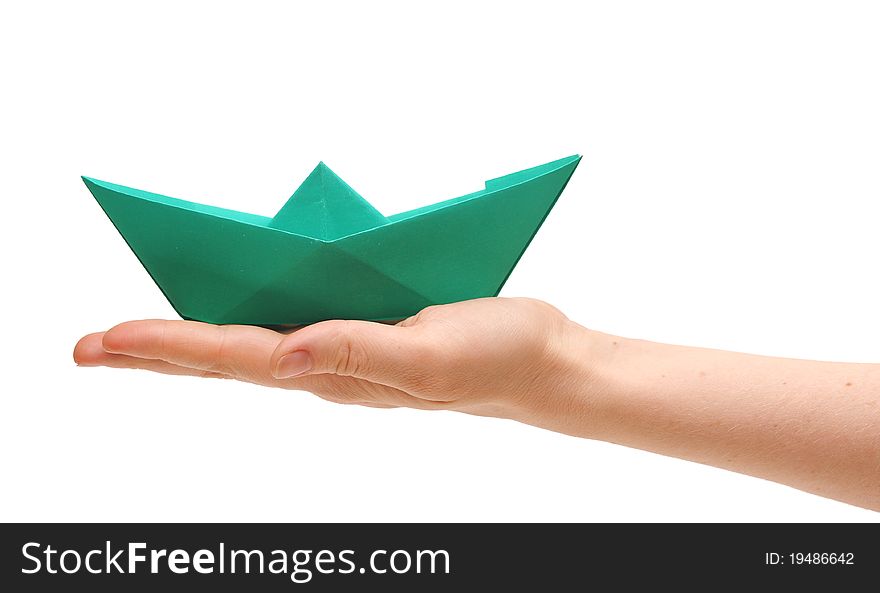 Paper Ship In A Female Hand