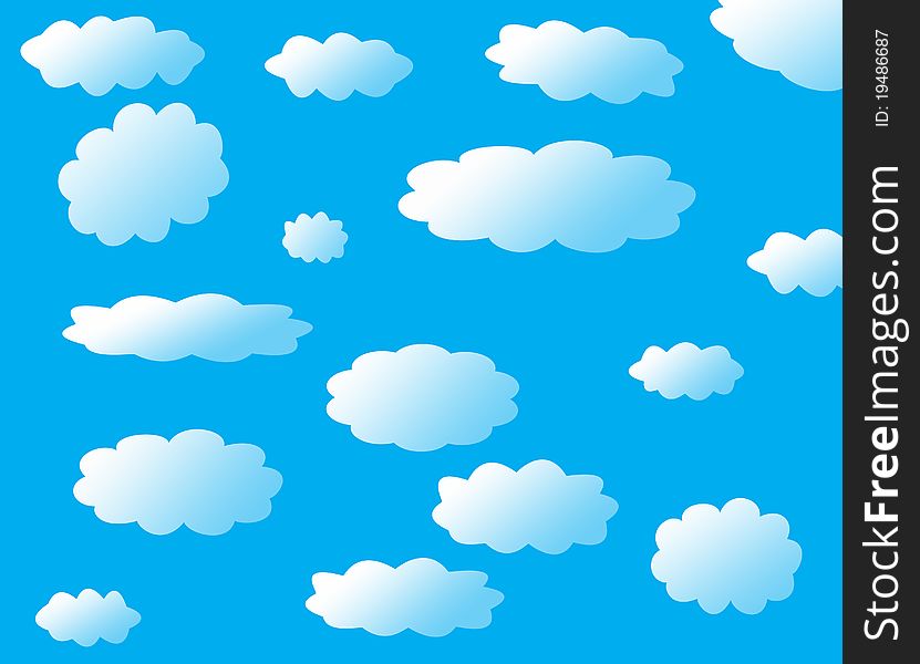 Blue background with white clouds. Blue background with white clouds