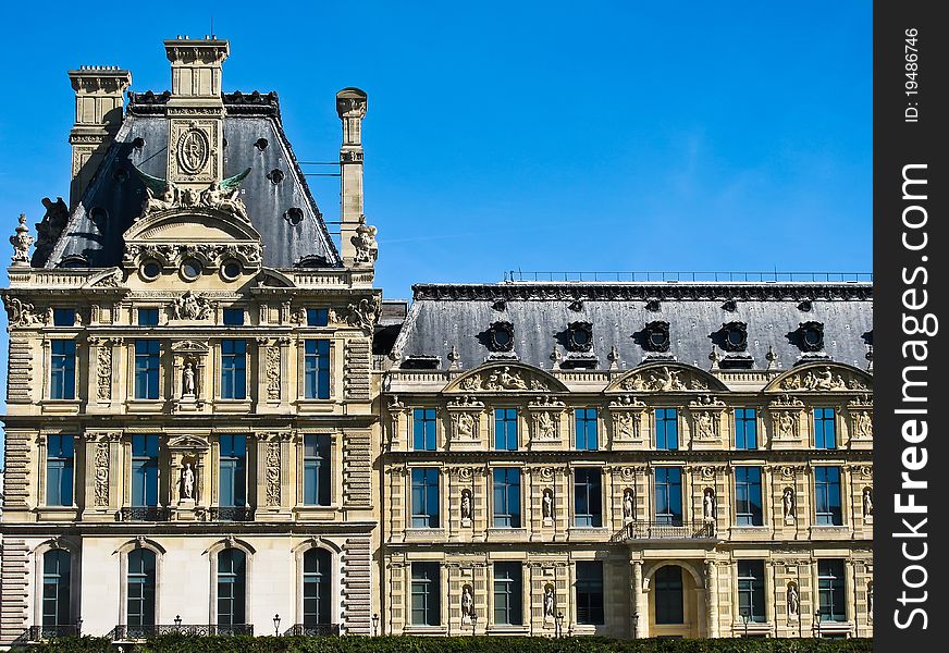 Beautiful view of Louvre palace in Paris , France Europe